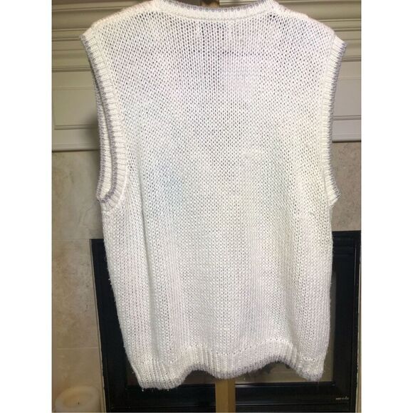 Sheridan Square Women’s White with Purple and Green Diamond Pattern Knitted Swea - Picture 2 of 5